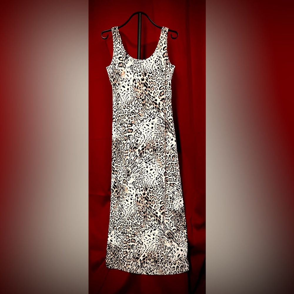 Calvin Klein Leopard Print Sleeveless Maxi Dress